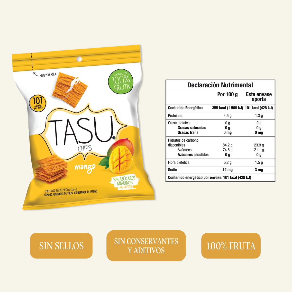 Chips de Mango 28.5 g – 100% Fruta Natural | TASU