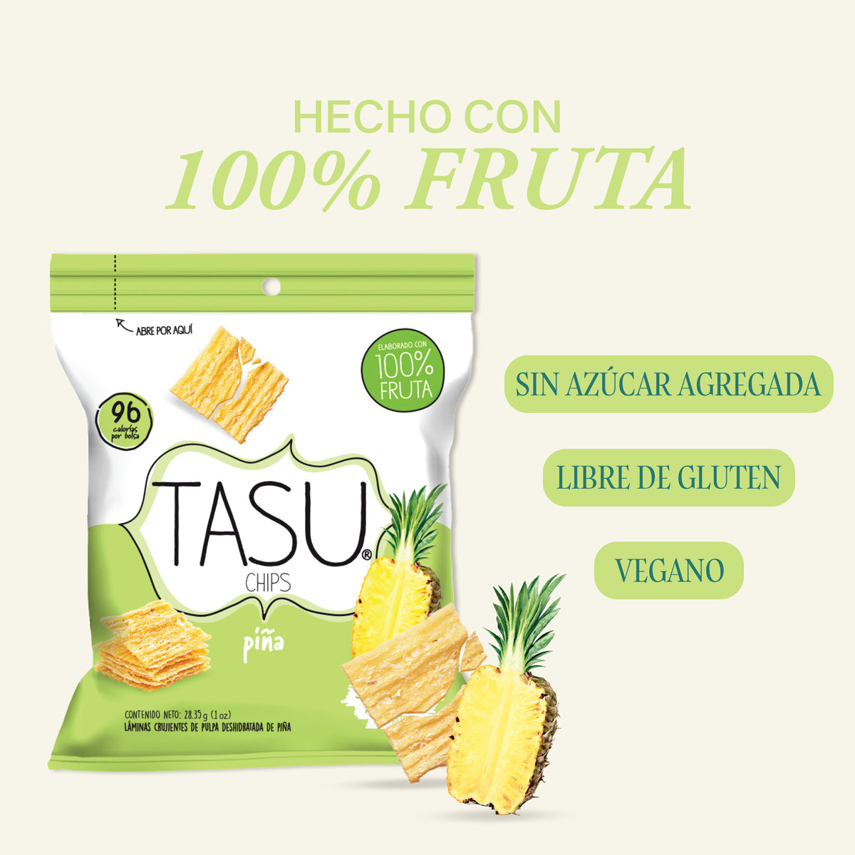 Chips de Piña 28.5 g – 100% Fruta Natural | TASU