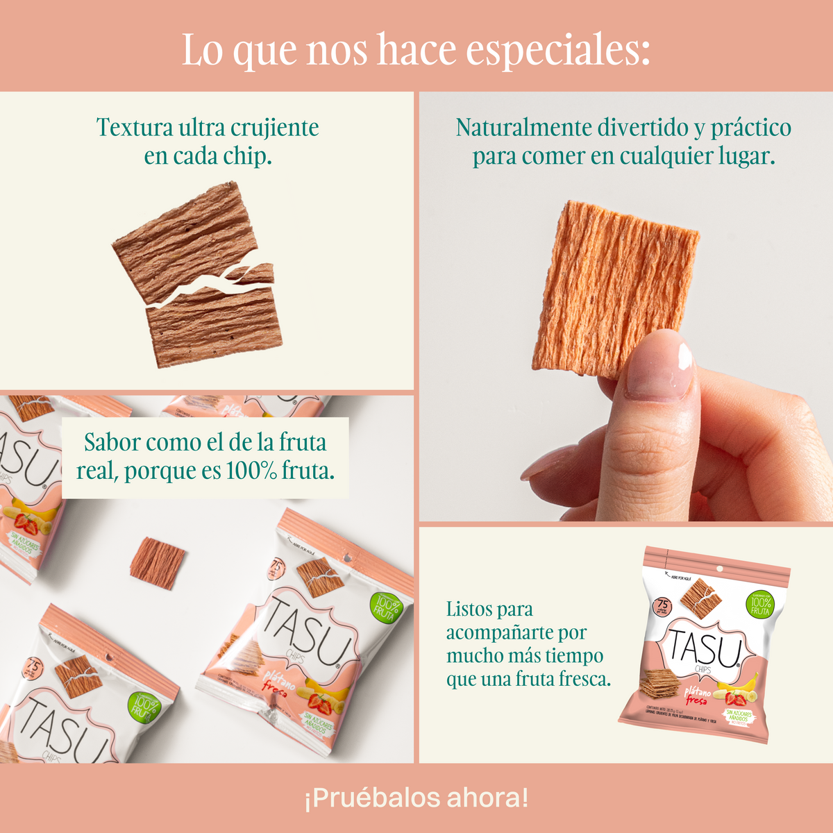Chips de Plátano Fresa 28.5 g – 100% Fruta Natural | TASU
