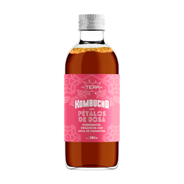 Tera Kombucha Sabor Pétalos de Rosas 280 ml (Refrigerado) - Orgánica Antioxidante