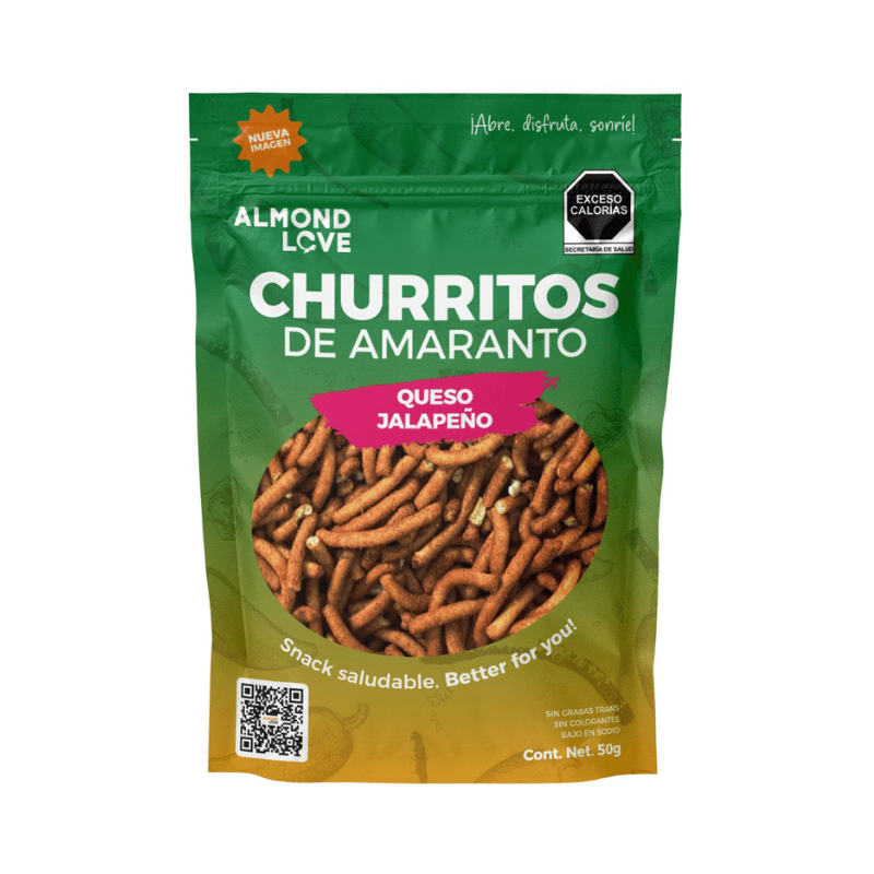 Churritos de Amaranto Sabor Queso Jalapeño 50 GR | Almond Love