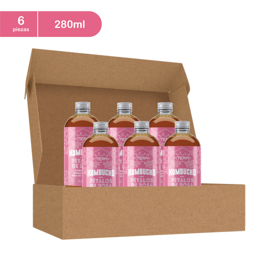 Tera Kombucha Sabor Pétalos de Rosas 280 ml (Refrigerado) - Orgánica Antioxidante