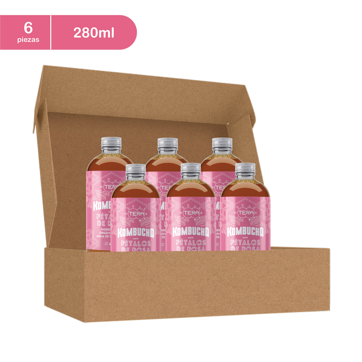 Tera Kombucha Sabor Pétalos de Rosas 280 ml (Refrigerado) - Orgánica Antioxidante