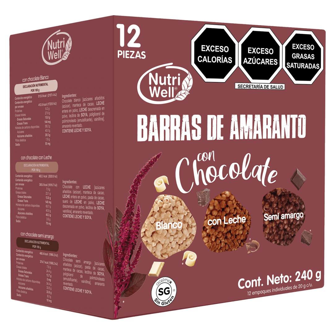 barras de amaranto con chocolate blanco