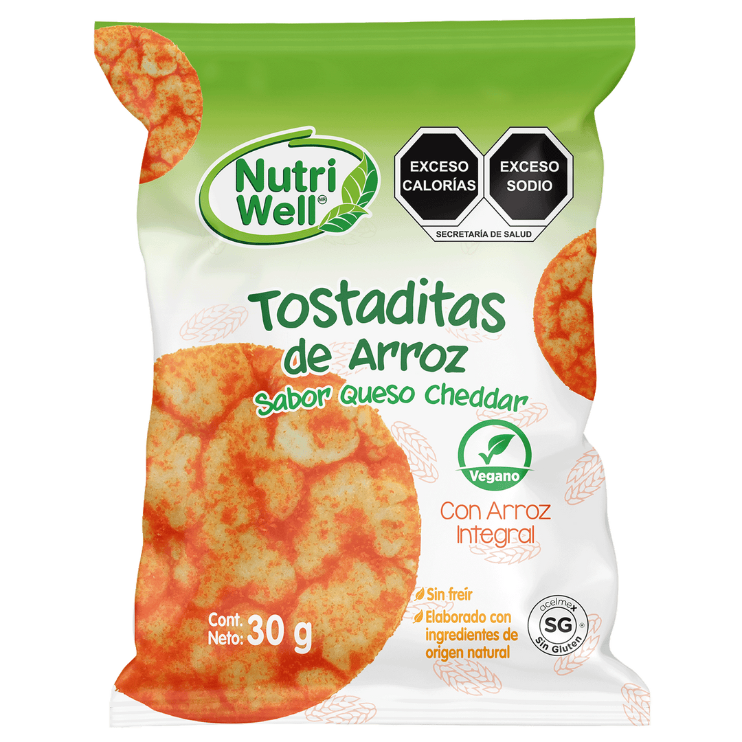 tostaditas de arroz con queso vegano